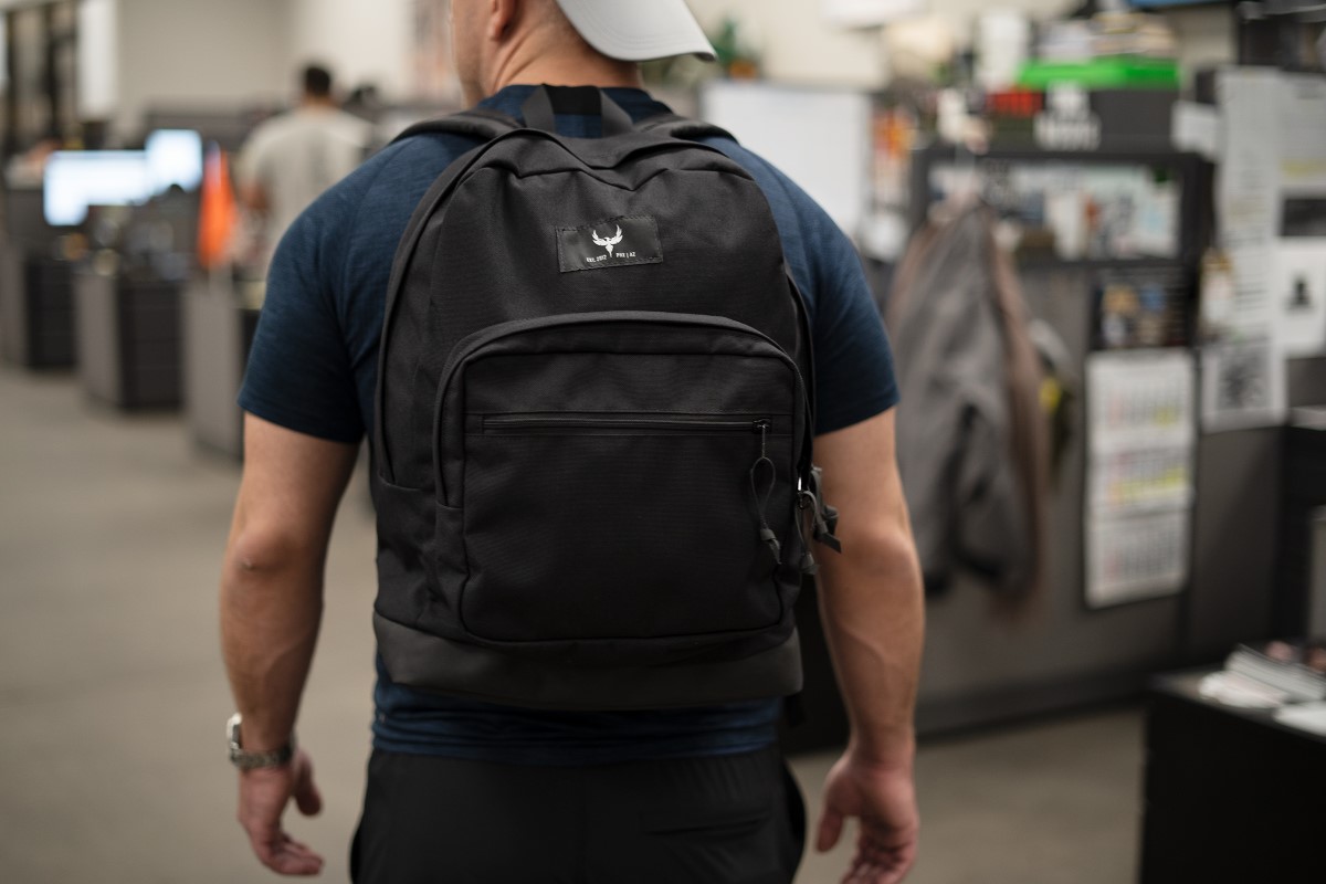 Wearing an armored backpack from Armored Republic