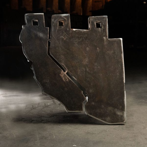 Goodbye California-shaped AR500 steel target, designed for heavy-duty shooting practice, featuring a rugged cutout design for mounting and long-lasting durability.
