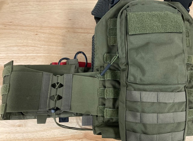 The area to adjust the cummerbund tension on the Testudo carrier from Armored Republic