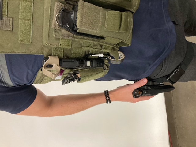 The front view of the strong side cummerbund of the Testudo plate carrier from Armored Republic